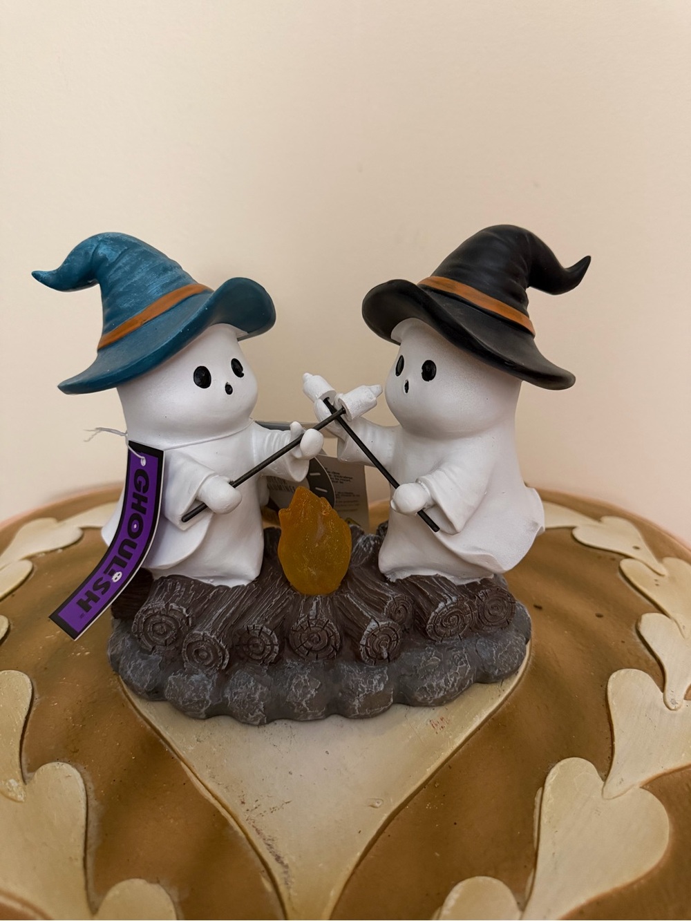 Ghoulish Halloween Ghosts Roasting Marshmallows Over Light Up Fire